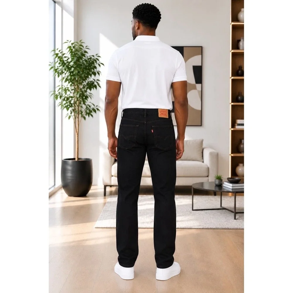 Levi Strauss Men's Black Raw Rigid Straight Leg Jeans 36x34 Button Fly